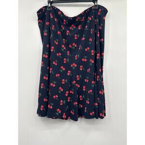 NWT Talbots Women’s Navy Cherry A-Line Skirt Size 20W Rockabilly Novelty Print
